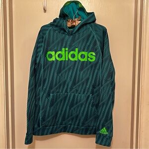 Adidas Boy’s Blue and Green Pullover Hoodie Size XL 18/20